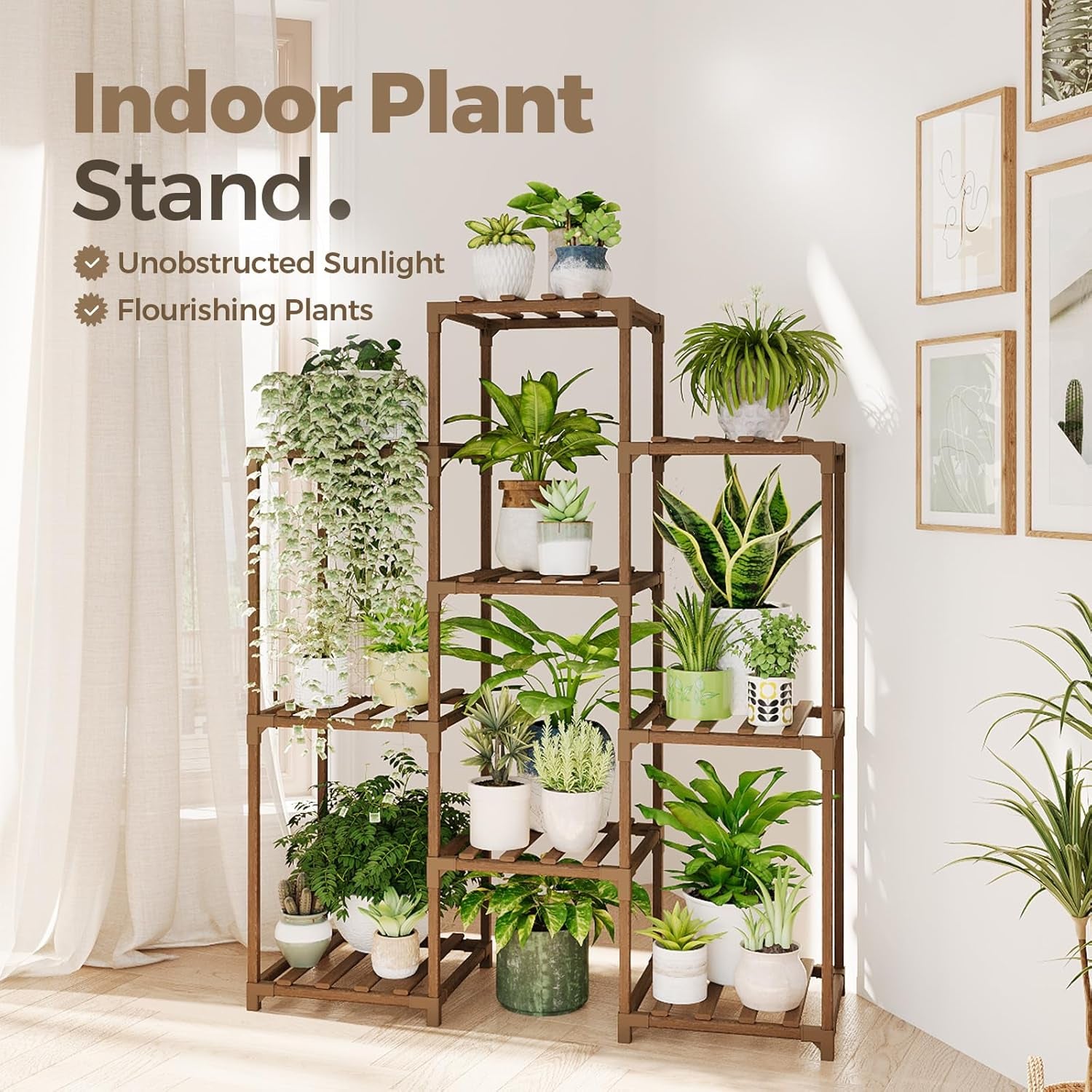 Plant Stand Indoor Plants Shelf Outdoor Wood Plant Rack for 4 Tiers Large Flower Stand for Multiple Plants Ladder Plant Holder for Living Room Boho Home and Gardening